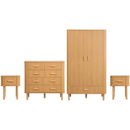 Birlea 4 Piece Oak Fluted Bedroom Furniture Set - thumbnail 2