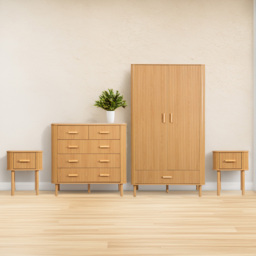 Birlea 4 Piece Oak Fluted Bedroom Furniture Set