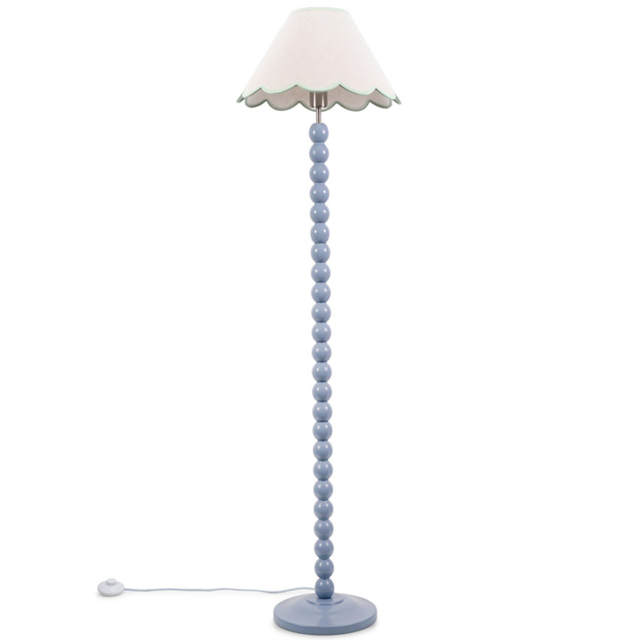 ValueLights Bobbins Green Scallop Shade Powder Blue LED Floor Lamp - image 1