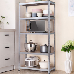 AMOS 5 Tier Silver Galvanized Heavy Duty Shelving Unit - thumbnail 2