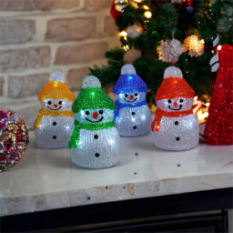 St Helens 4 Pack Acrylic Snowmen LED Christmas Decoration