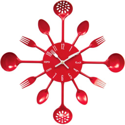 Premier Housewares Red Cutlery Metal Wall Clock 43cm
