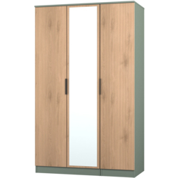Crowndale Java Slatt Effect and Reed Green 3 Door Mirror Wardrobe - thumbnail 4