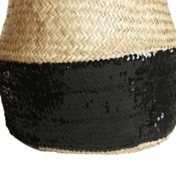 Premier Housewares Black Sequin and Natural Medium Seagrass Basket - thumbnail 4