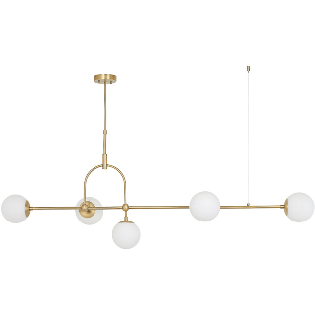 Merano Cosenza Antique Brass and Opal Glass 5 Light Ceiling Light - image 1