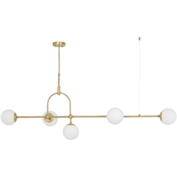 Merano Cosenza Antique Brass and Opal Glass 5 Light Ceiling Light