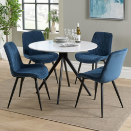 Core Products Aspen 4 Seater Round Dining Set White and Blue