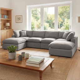 Artemis Home Cotleigh 6 Seater Grey U-Shaped Corner Sofa - thumbnail 1