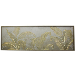 Embellished Gold Leaves Framed Print - Grey