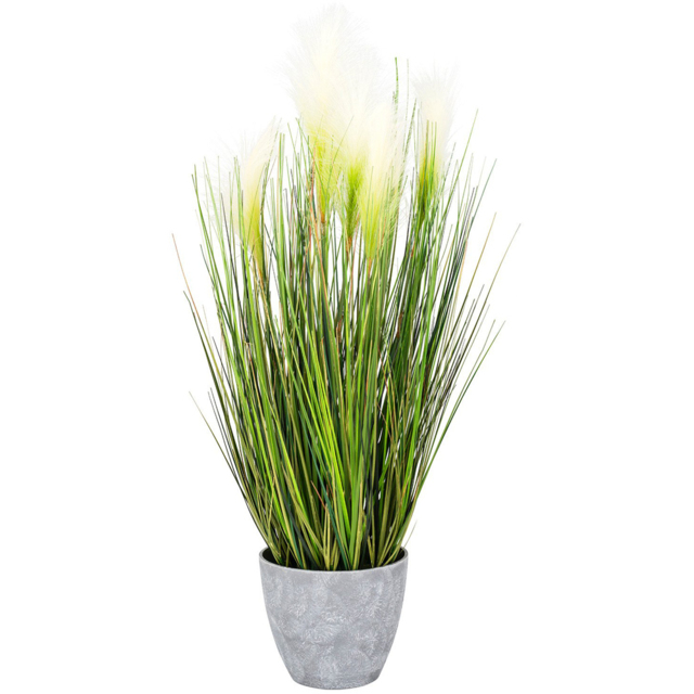 Bulrush Artificial Plant in Grey Pot
