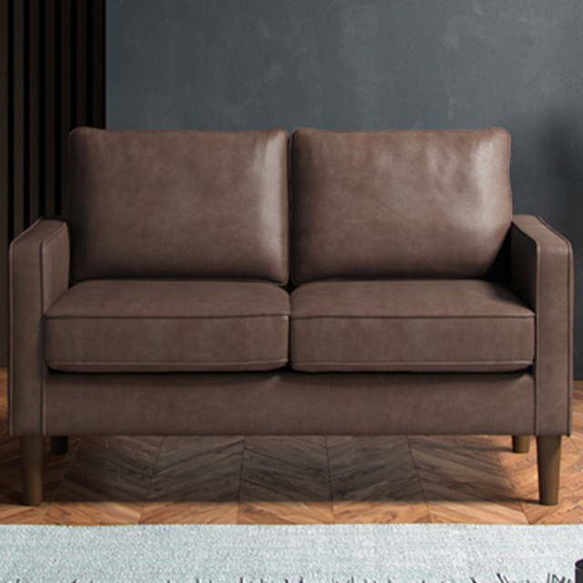 Regan Faux Leather Brown 2 Seater Sofa - image 1