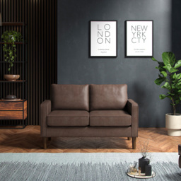 Regan Faux Leather Brown 2 Seater Sofa - thumbnail 4