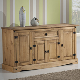 Seconique Corona 4 Door Single Drawer Distressed Waxed Pine Sideboard