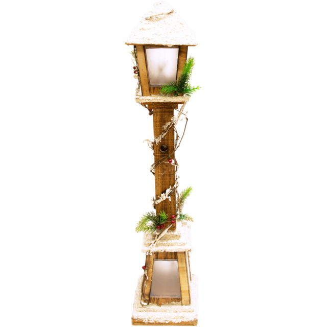 The Christmas Workshop LED Snow Tipped Wood Lamp Post 85cm - image 1