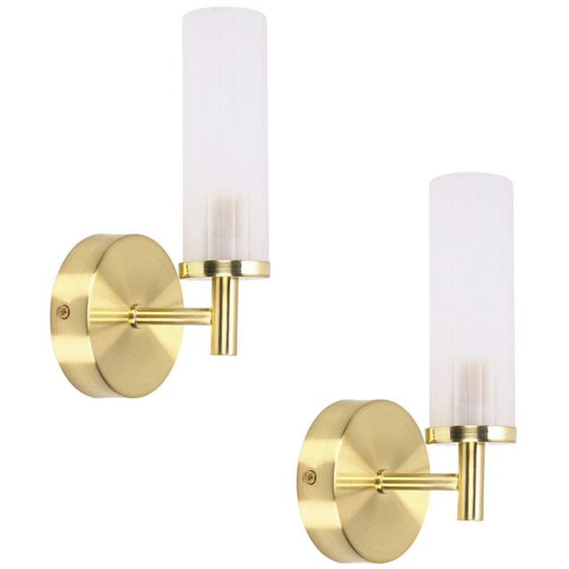 ValueLights Canya Matte Gold Frosted Reeded Glass LED Wall Light 2 Pack - image 1