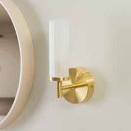 ValueLights Canya Matte Gold Frosted Reeded Glass LED Wall Light 2 Pack - thumbnail 3