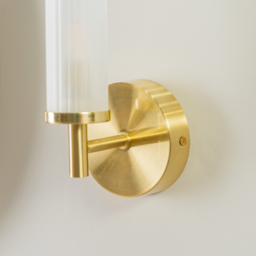 ValueLights Canya Matte Gold Frosted Reeded Glass LED Wall Light 2 Pack - thumbnail 4