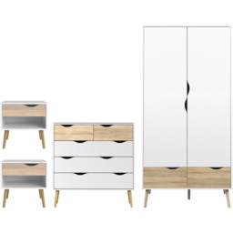 Furniture To Go Oslo White and Oak 4 Piece Bedroom Furniture Set - thumbnail 2