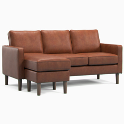 Regan Reversible Chaise Faux Leather Tan 3 Seater Sofa - thumbnail 2
