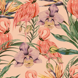 Origin Murals Paradise Flamingo Coral Wall Mural - thumbnail 2