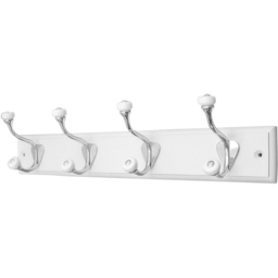 Headbourne White and Ceramic 4 Hook Coat Rail