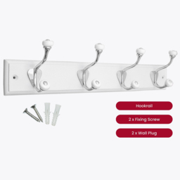 Headbourne White and Ceramic 4 Hook Coat Rail - thumbnail 3