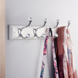 Headbourne White and Ceramic 4 Hook Coat Rail - thumbnail 2