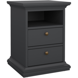 Florence Paris 2 Drawer Matt Grey Bedside Table - thumbnail 2