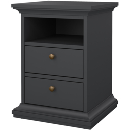 Florence Paris 2 Drawer Matt Grey Bedside Table - thumbnail 3
