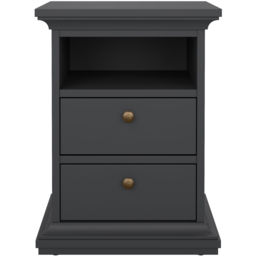 Florence Paris 2 Drawer Matt Grey Bedside Table - thumbnail 4