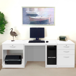 R White Cabinets Set 16 4 Drawer White Computer Desk