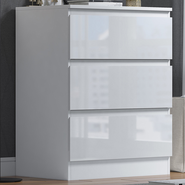 FWStyle Stora White Gloss 3 Drawer Chest of Drawers - image 1