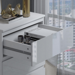 FWStyle Stora White Gloss 3 Drawer Chest of Drawers - thumbnail 3