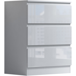 FWStyle Stora White Gloss 3 Drawer Chest of Drawers - thumbnail 2