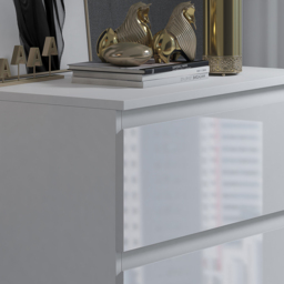FWStyle Stora White Gloss 3 Drawer Chest of Drawers - thumbnail 4