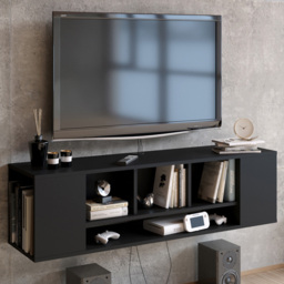 Decorotika Paldi 6 Shelf Black Floating TV Unit