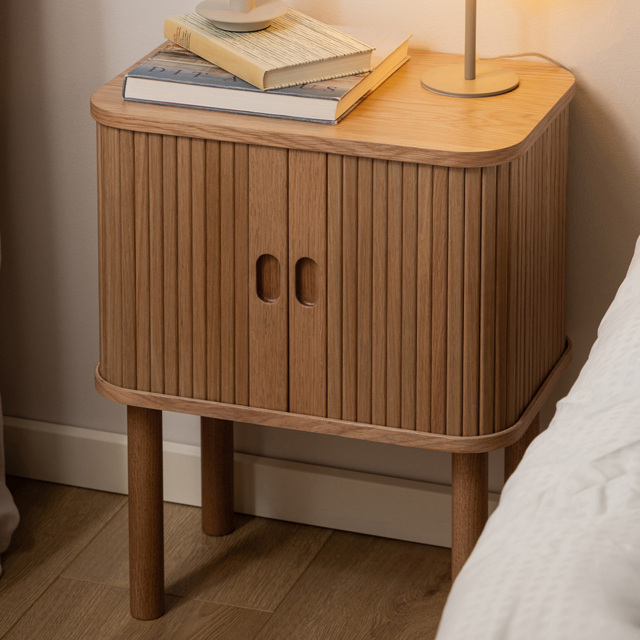 Florence Langley Single Shelf Oak Bedside Table with Sliding Door - image 1