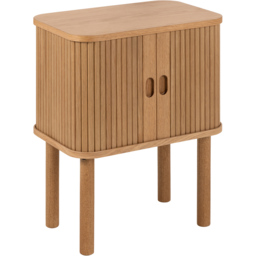 Florence Langley Single Shelf Oak Bedside Table with Sliding Door - thumbnail 2