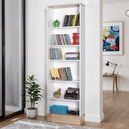 FWStyle White and Oak 6 Shelf Shelving Unit