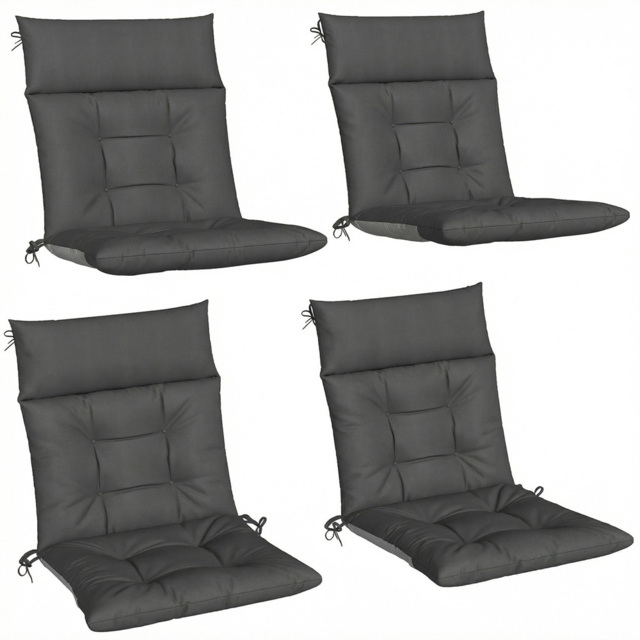 Outsunny Dark Grey Waterproof Garden Chair Cushion 111.5 x 53cm 4 Pack - image 1