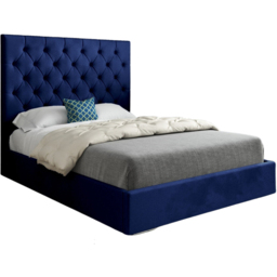 Alma Blue Single Velvet Upholstered Bed Frame with Chesterfield Headboard - thumbnail 2