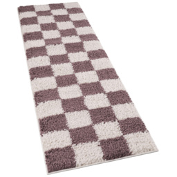 Desire Rugs Chester Shaggy Chequered Lilac Rug 60 x 220cm - thumbnail 1