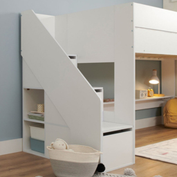 Flair Olivia White Single Mid Sleeper with Shelves and Storage - thumbnail 4
