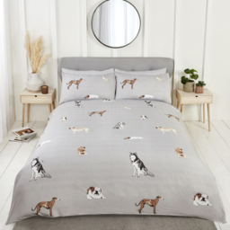 Rapport Home Paws and Tails Double Grey Duvet Set