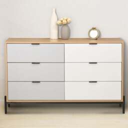 Odin 6 Drawer White and Grey Chest of Drawers - thumbnail 1
