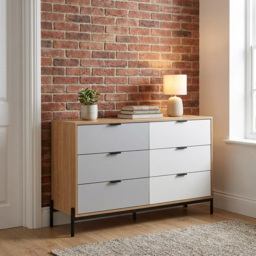 Odin 6 Drawer White and Grey Chest of Drawers - thumbnail 2