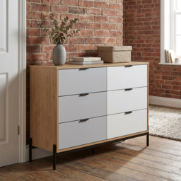 Odin 6 Drawer White and Grey Chest of Drawers - thumbnail 3