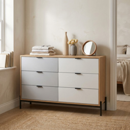 Odin 6 Drawer White and Grey Chest of Drawers - thumbnail 4