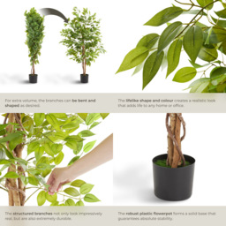 tectake Artificial Ficus Plant in Pot 120cm - thumbnail 4