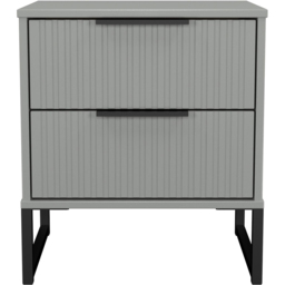 Crowndale Fluted 2 Drawer Dusk Grey Compact Bedside Cabinet Ready Assembled - thumbnail 2